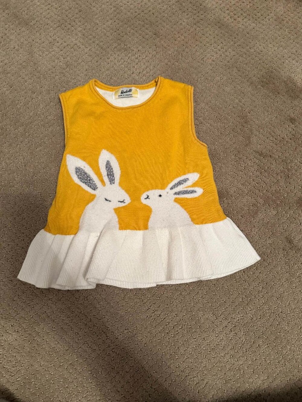 Rudelli Girls Bunny Easter Knit Top Size 110 Approx 4-5Y Yellow White